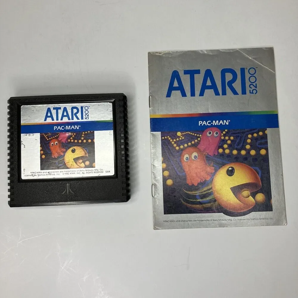 ATARI 5200 Pac-Man Vintage Video Game Cartridge Controller Inserts & Manual